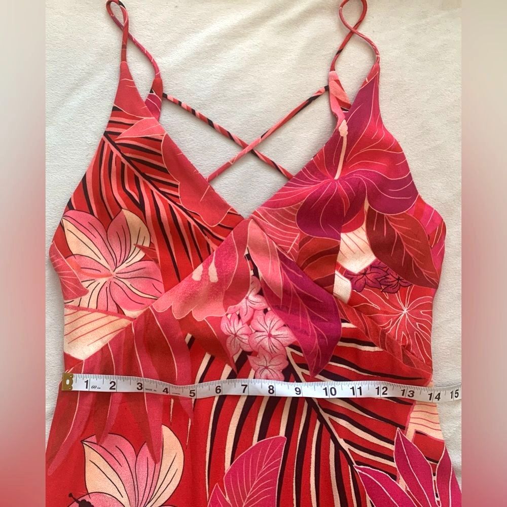 Farm Rio Philipa Maxi Dress Red Pink Floral Size Large Tropical Boho Sundress - Picture 10 of 14